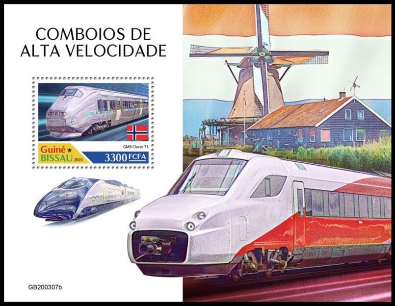 year=2020, stamp block with Ansaldo Breda V250 from Guine Bissau