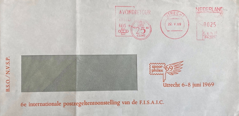 envelop: Spoorphilex, Utrecht, 6-8 June 1969