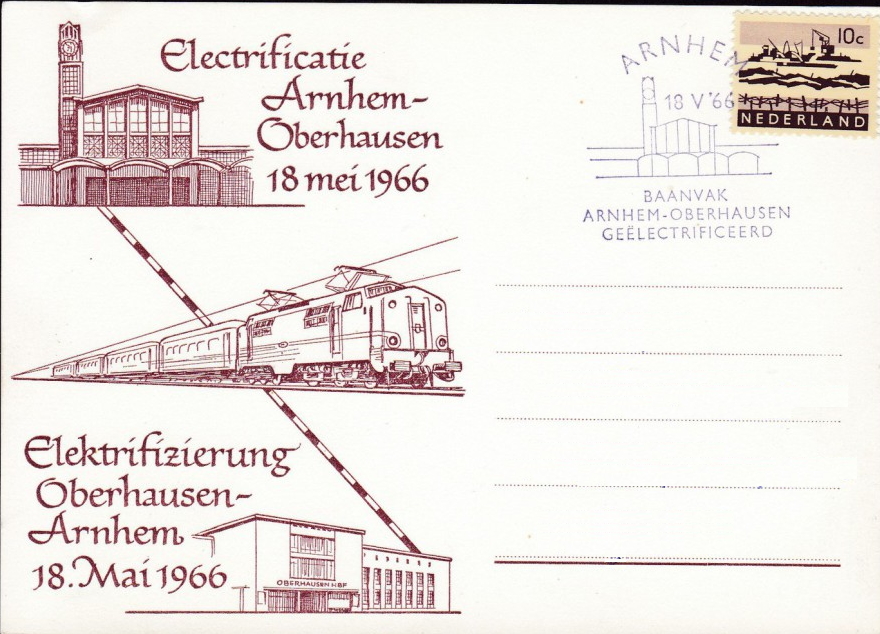 postcard: Electrification of the line Arnhem-Oberhausen,1966