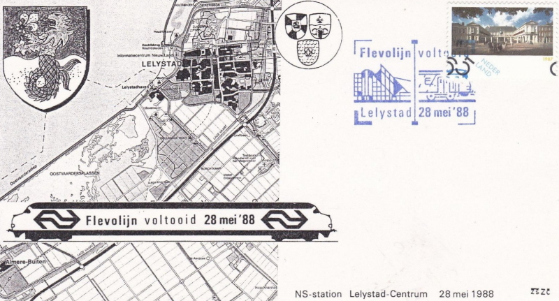 FDC: Opening Flevoline: Amsterdam - Lelystad, 28 May 1988