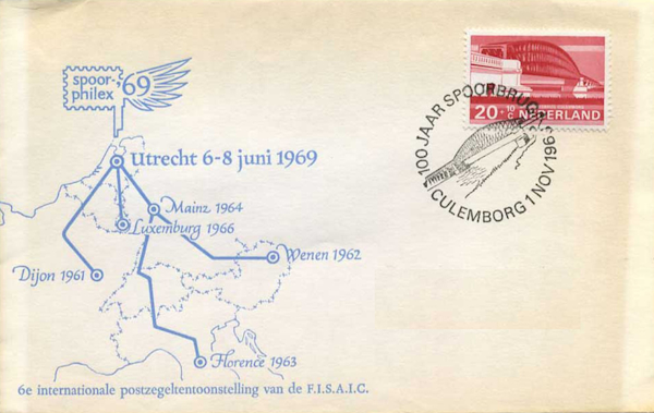 FDC: Spoorphilex, Utrecht, 6-8 June 1969