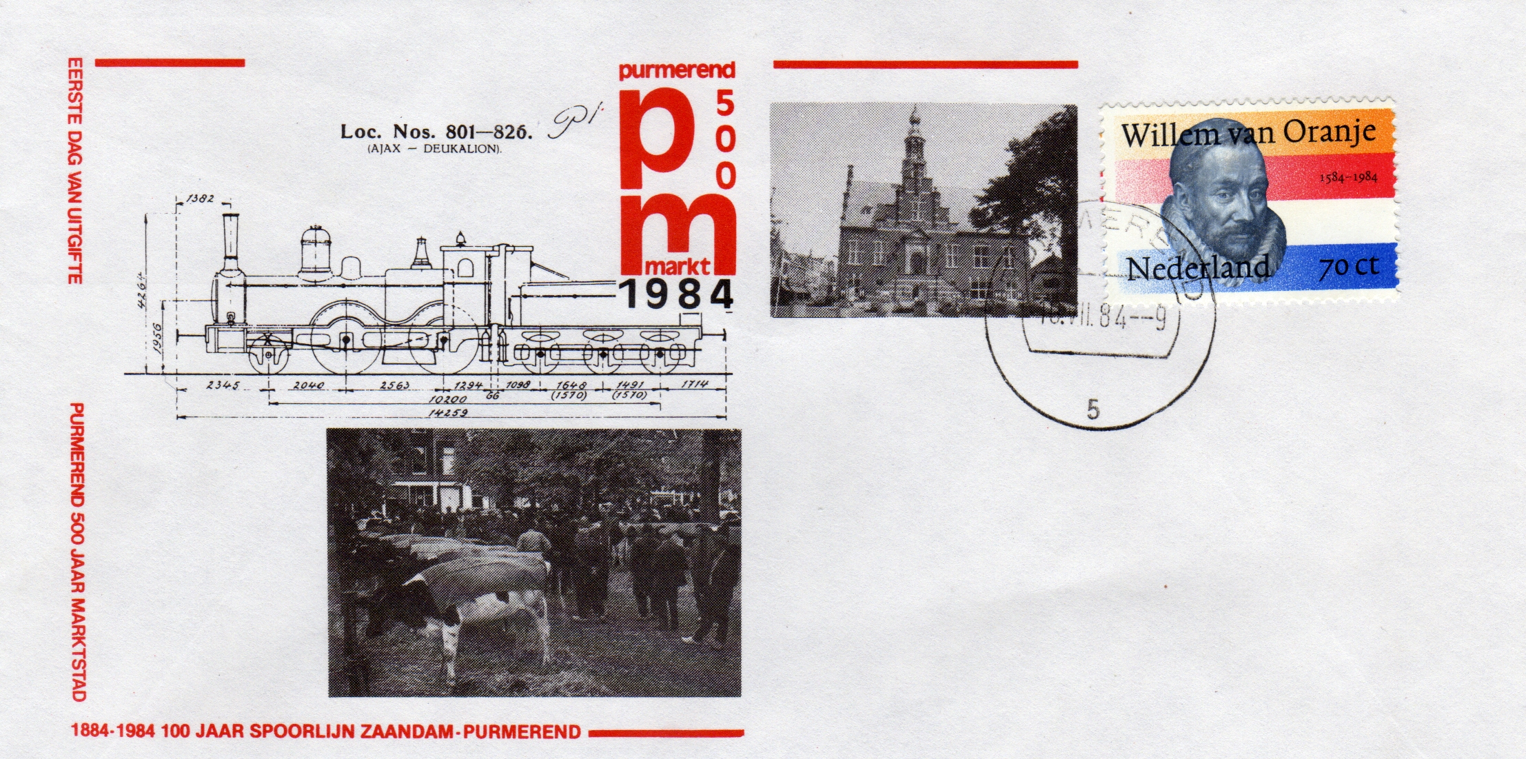 FDC: centenary of Zaandam - Purmerend railway line, 1984