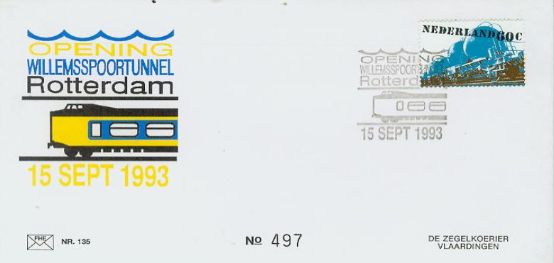 FDC: Opening of Willemspoor tunnel, 1993