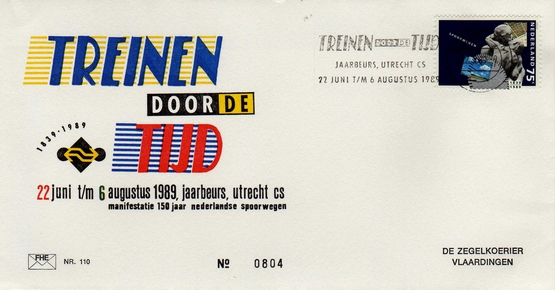 FDC: Trains through Time, event on the occasion of 150 Years Dutch Railways, 22 June till 6 August, 1989