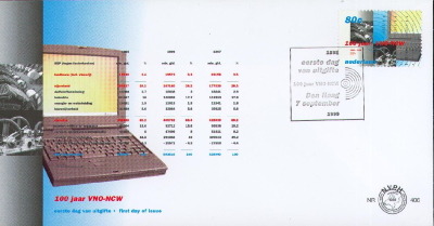 FDC: Stork machine company on 100 years VNO-NCW, 1999