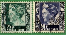 Netherlands East Indies stamp with Queen Wilhelmina with goods wagon and railway viaduct