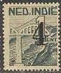 Netherlands East Indies stamp with railway bridge at Soekaboemi overprinted