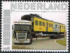 year=2015 ??, Dutch personalized stamp with road transport of rail vehicle