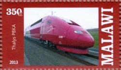 year=2013, stamp of Malawi with Thalys train