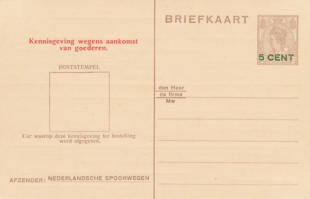 Dutch postcard with delivery notice