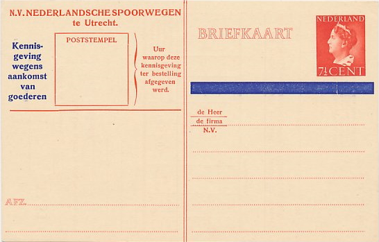 Dutch postcard with delivery notice