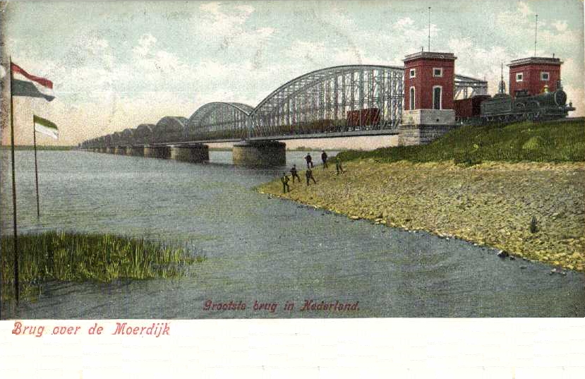 picture postcard with Moerdijk railway bridge