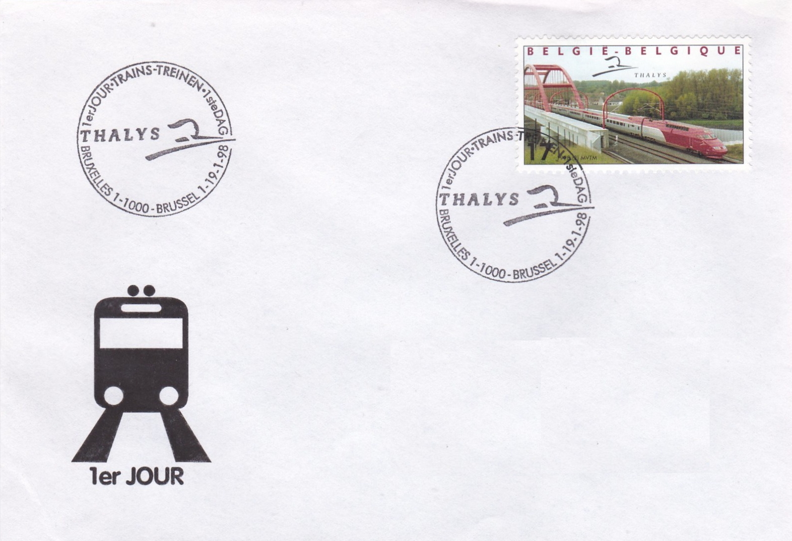 FDC: Belgium with Thalys 1998