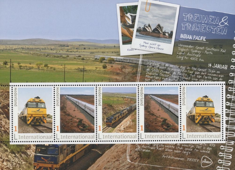 Dutch stamp sheet with Indian Pacific