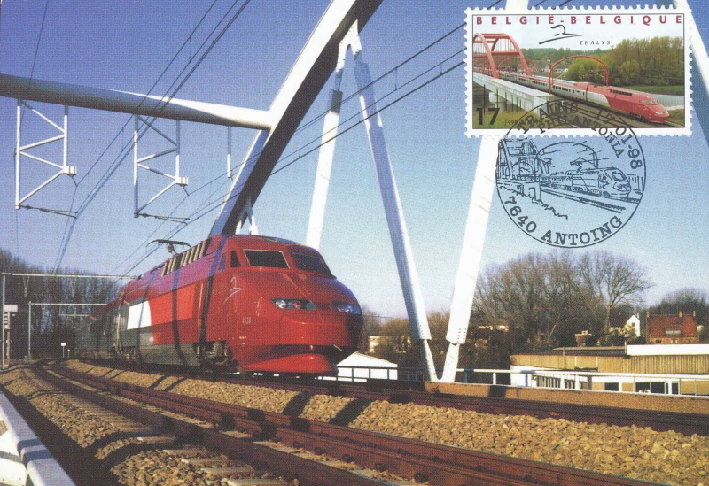 1998, maximum card from Belgium with Dutch Thalys