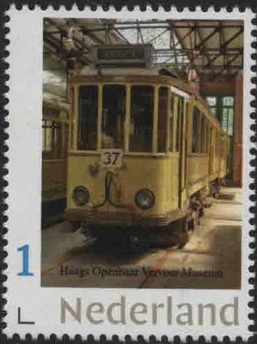 year=2020, personalized stamp: tram from Haags openbaar vervoer museum
