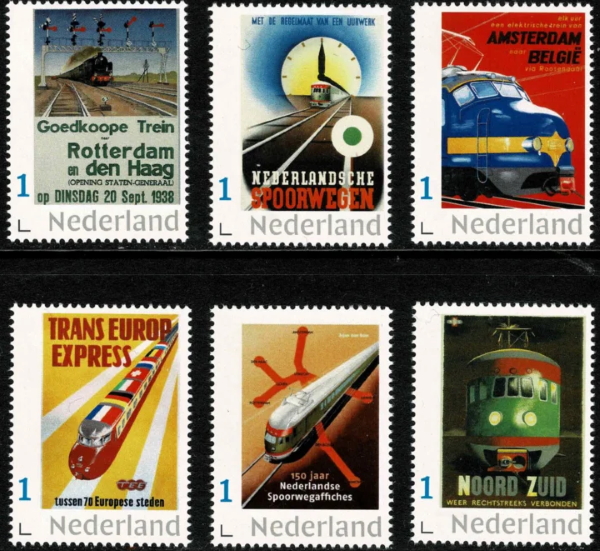 Dutch personalised stamps with railway posters
